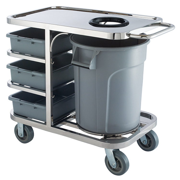 Large Cheap Cleaning Trolley Food Cart For Leftover Dish Plate Collection Cleaning In Hotel Restaurant Bar Kitchen