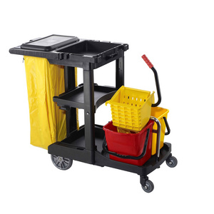 WHOLESALE Cleaning Bucket For Hotel Housekeeping Plastic Cleaning Hand Cart Trolley With Wheels