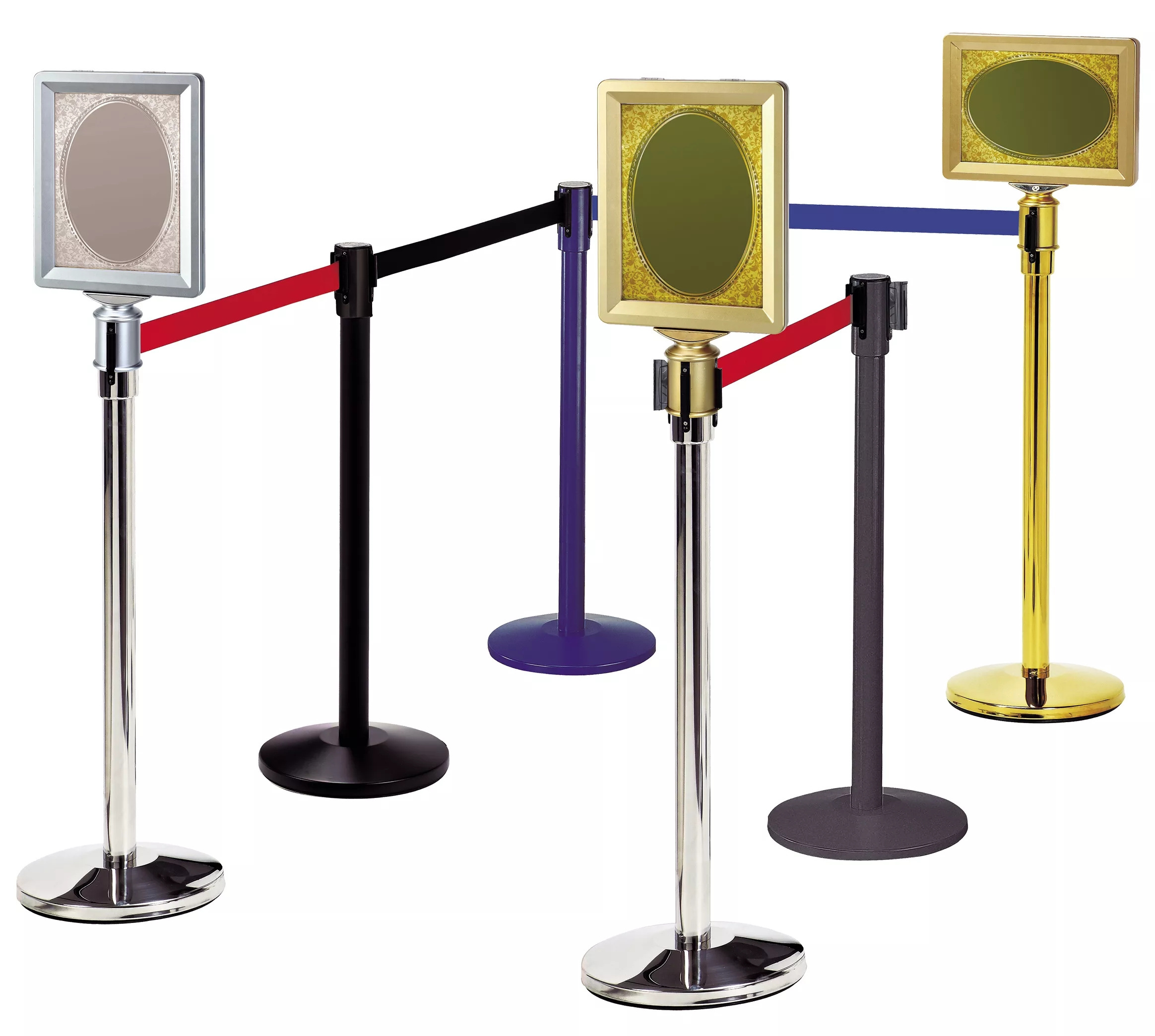 Stainless Steel Railings Stand, Queue Stanchion Belt Retractable Stainless Steel Crowd Control Barrier