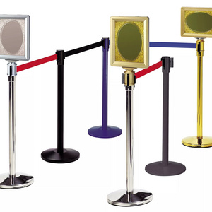 Stainless Steel Railings Stand, Queue Stanchion Belt Retractable Stainless Steel Crowd Control Barrier