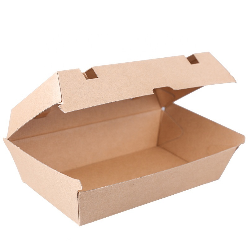 Custom Mini Kraft Burger Box Packaging Wholesale Disposable Burger Long Box