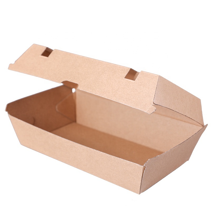 Custom Mini Kraft Burger Box Packaging Wholesale Disposable Burger Long Box