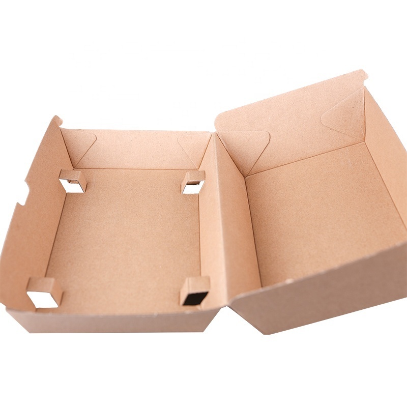 Custom Mini Kraft Burger Box Packaging Wholesale Disposable Burger Long Box