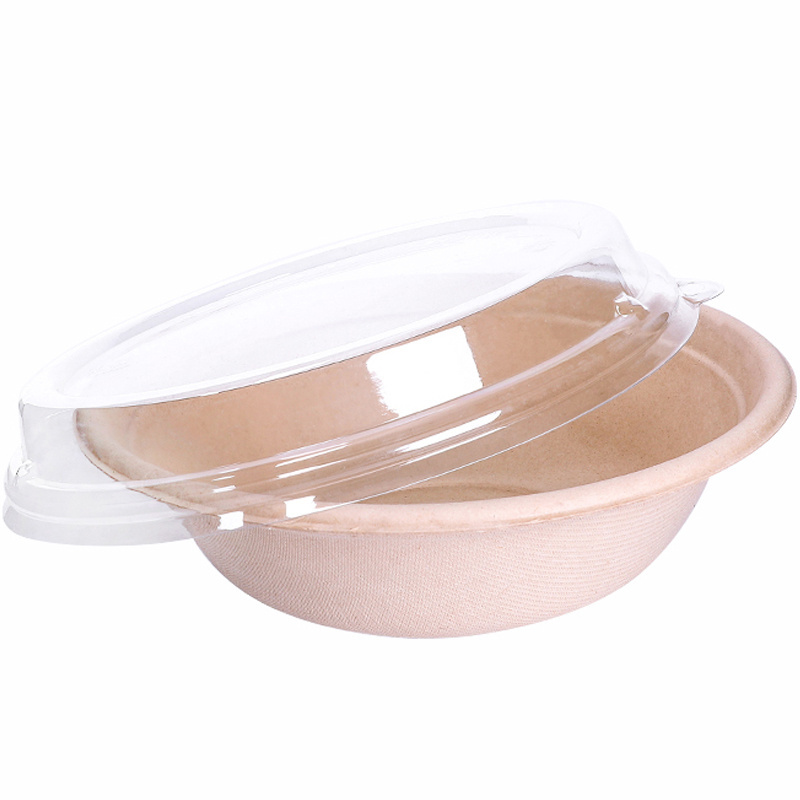 Compostable Disposable Biodegradable 24 32 48Oz Sugarcane Sugar Cane Bagasse Fruit Ramen Salad Soup Square Bowl With Clear Lid