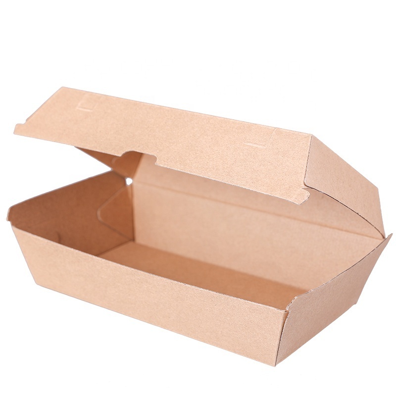 Custom Mini Kraft Burger Box Packaging Wholesale Disposable Burger Long Box