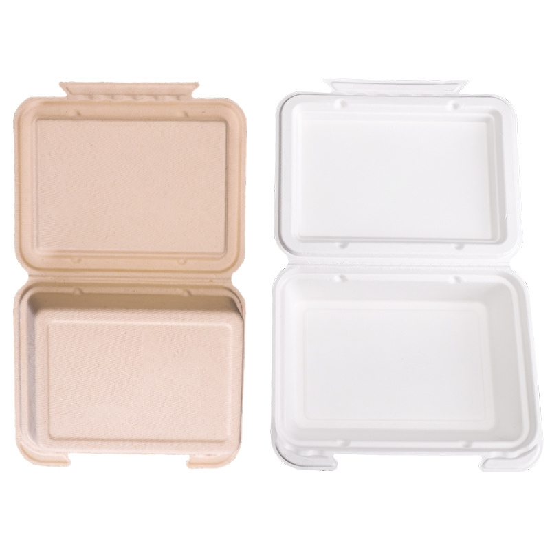 OEM caixas Hinged Container tiffin lunch box disposable lunch box clamshell biodegradable box clamshell