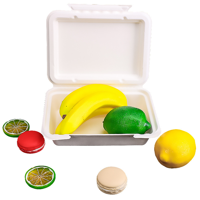 OEM caixas Hinged Container tiffin lunch box disposable lunch box clamshell biodegradable box clamshell