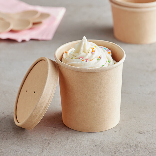 Customized Disposable 8 oz 12oz Ice Cream Frozen Yogurt Paper Food Soup Containers Cup with Vented Paper Lid