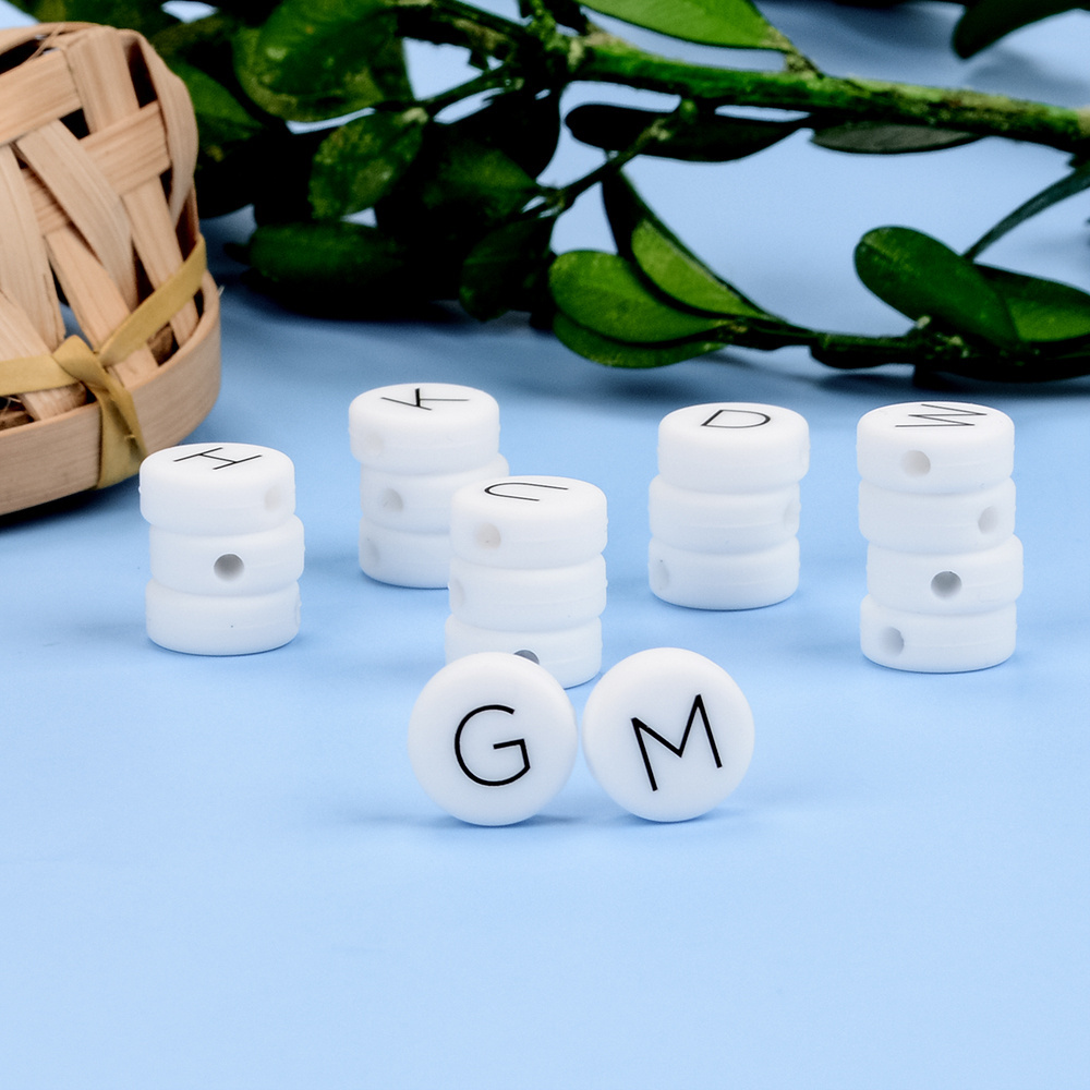 Bpa Free Soft Silicone Single Alphabet Beads Letter Food Grade Custom Printed Beads For Jewelry Making