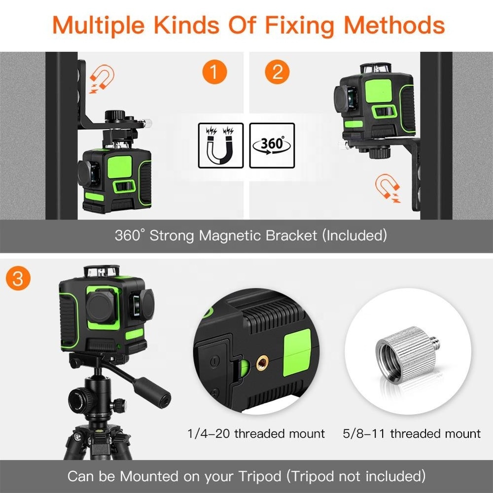 Borka self leveling multi line laser nivel 360 degree cross line 12 lines green beam 3D laser level for tiling construction