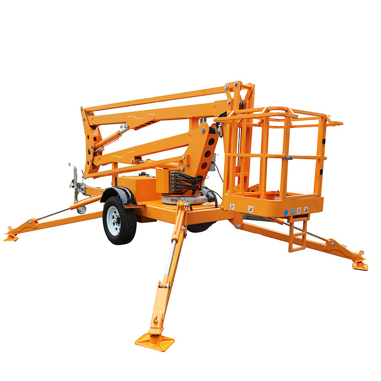 12M High Quality Telescopic Hydraulic Lifter Trailer Mounted Towable Articulating Boom Lift