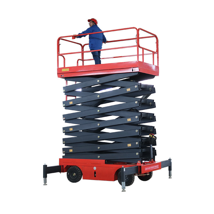 10m Hydraulic Mobile Scissor Lift Self-Propelled Lift Platform Electric Man Lift Stair Climbing for Painting