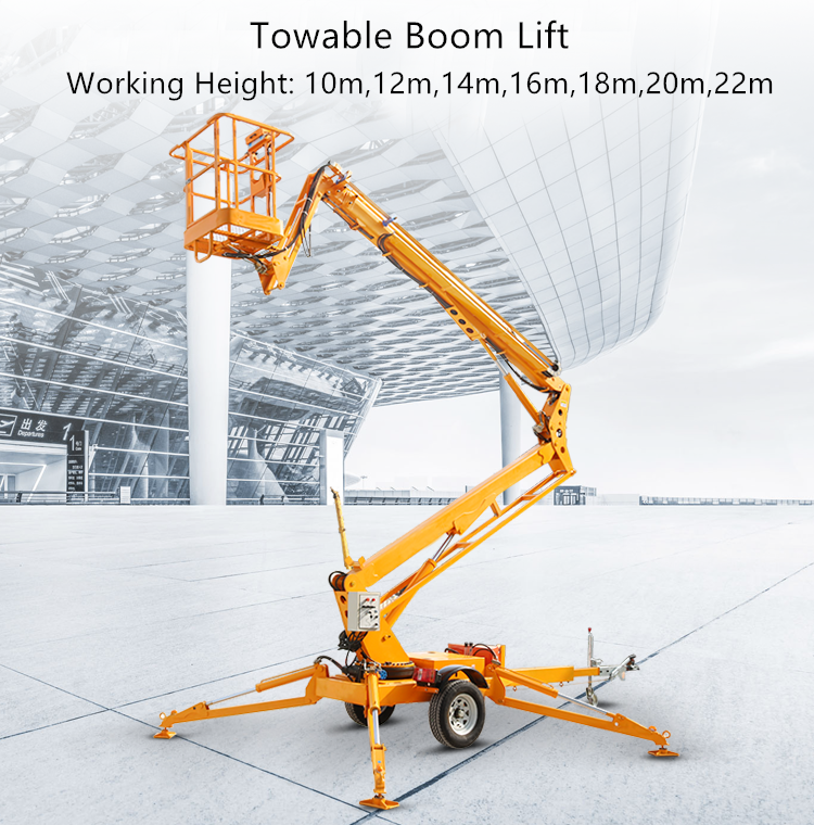 8m 12m 14m 16m 18m 20m Cherry Picker Towable Boom Lift Trailer Mounted