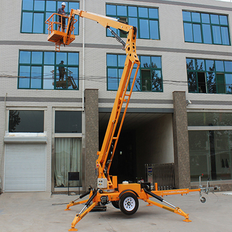 12M High Quality Telescopic Hydraulic Lifter Trailer Mounted Towable Articulating Boom Lift