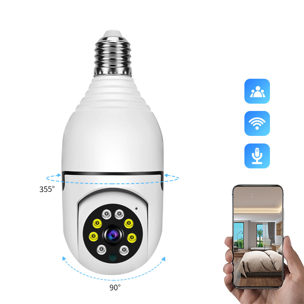 HD 1080P 3MP V380 Light Bulb IP Camera With E27 Bulb Holder Home Network Security Camera 360 Degree VR View