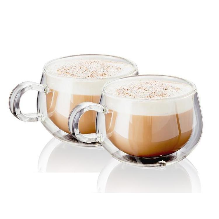 classical mini premium quality personalized printed double wall glass coffee cup