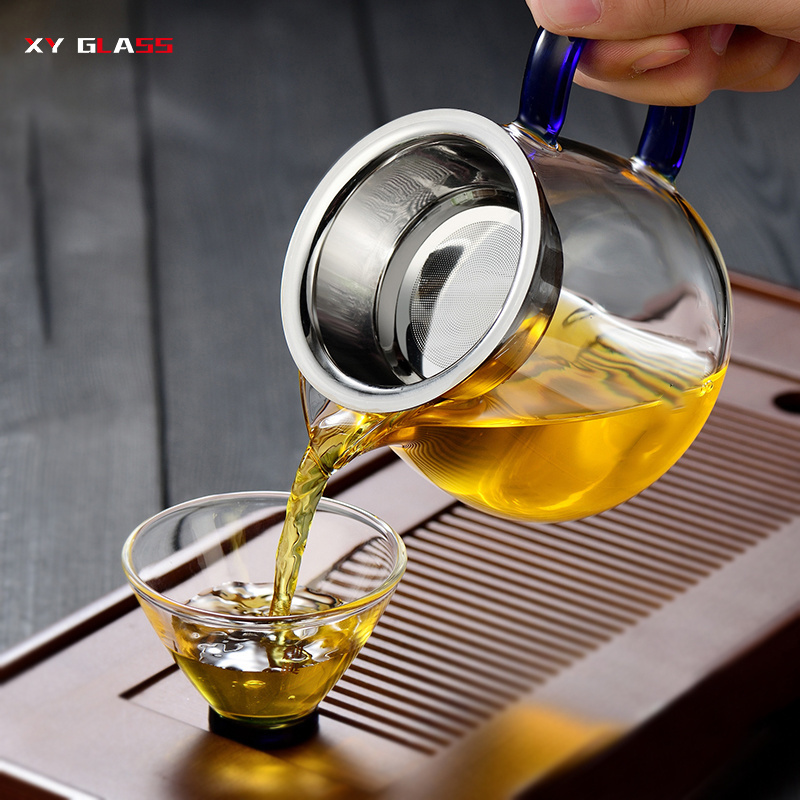 popular sublimation heat resistant borosilicate thermo glass steeper tea pot