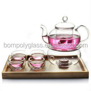 fancy gift decorative dishwasher safe cooking handmade glass with warmer teapot