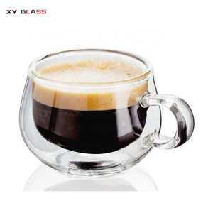 classical mini premium quality personalized printed double wall glass coffee cup