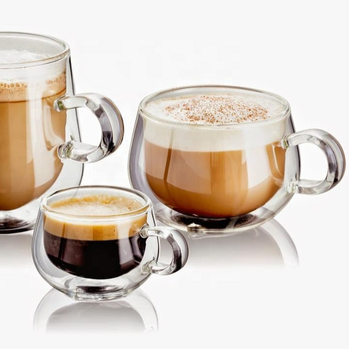 classical mini premium quality personalized printed double wall glass coffee cup