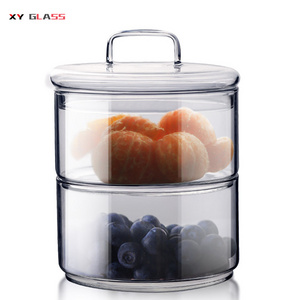 Microwave oven high borosilicate glass food with cover storage container