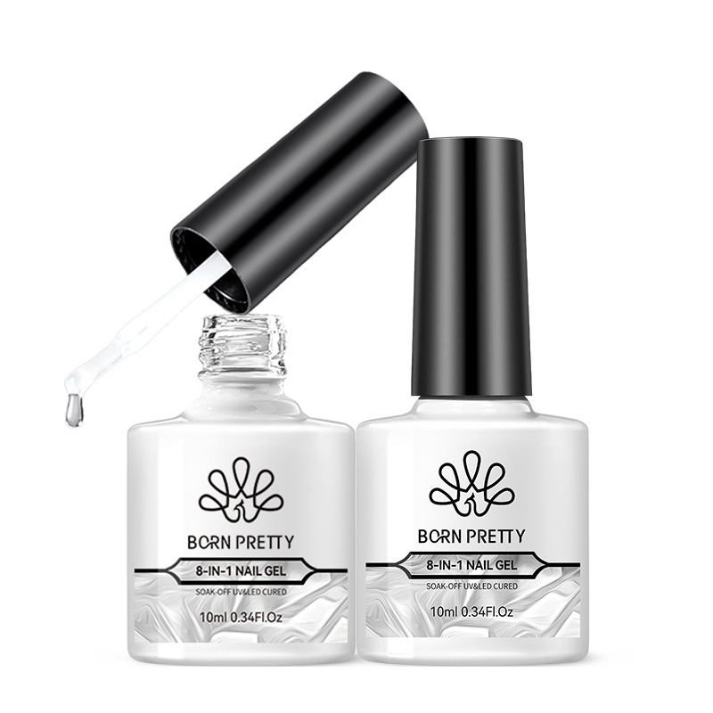 BORN PRETTY Newest 10ml Multifunction 8 IN 1 Brush on Nail Glue Gel for Color Mixing Blooming Extend