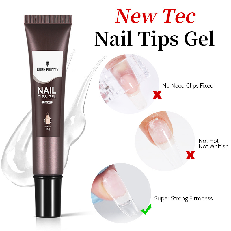 BORN PRETTY New Technology Multifunction Transparent Pink Nude Nail Tips Glue Gel Polish for Nail Extension