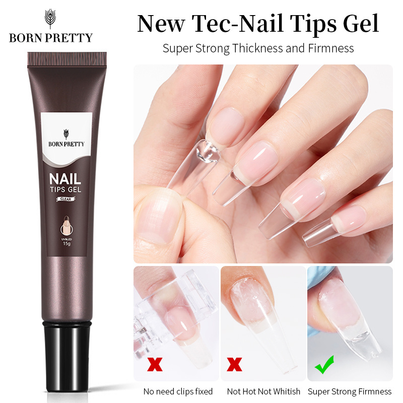 BORN PRETTY New Technology Multifunction Transparent Pink Nude Nail Tips Glue Gel Polish for Nail Extension