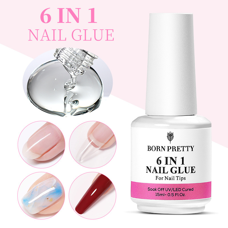 BORN PRETTY 15ml Multifunction 6 IN 1 Nail Polish Glue Gel can be used as Base Top Coat Nail Extension Gel