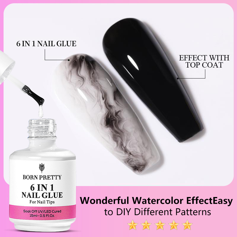 BORN PRETTY 15ml Multifunction 6 IN 1 Nail Polish Glue Gel can be used as Base Top Coat Nail Extension Gel