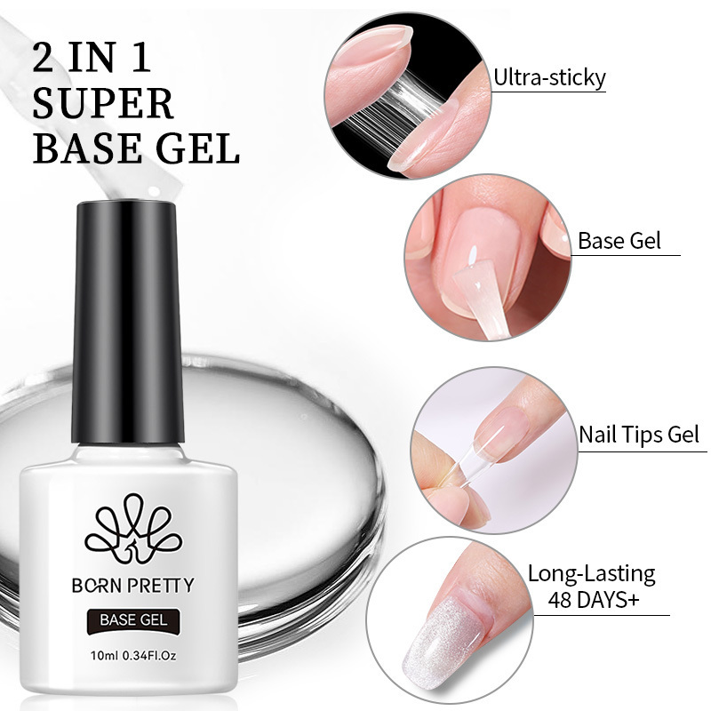 BORN PRETTY New Nail Product  Professional Salon Quality Base Coat UV GEL Polish Super Sticky Nail Gel Glue for Nail Tips