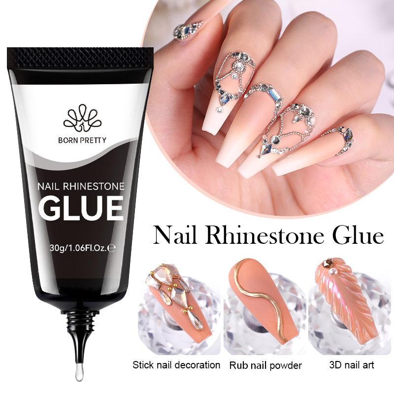 BORN PRETTY 30ml Nail Art Gem Glue Super Strong Adhesive Diamond Rhinestone Glue Gel in Tube