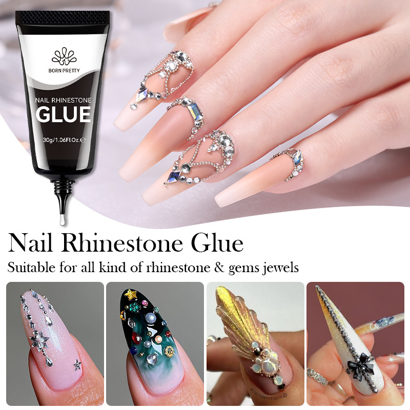 BORN PRETTY 30ml Nail Art Gem Glue Super Strong Adhesive Diamond Rhinestone Glue Gel in Tube