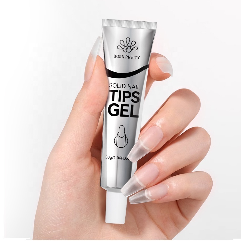 BORN PRETTY New Upgraded Formula 30g Solid Nail Tips Gel Long Lasting Super Strong Adhesive Nail Glue Gel for Press on Nails