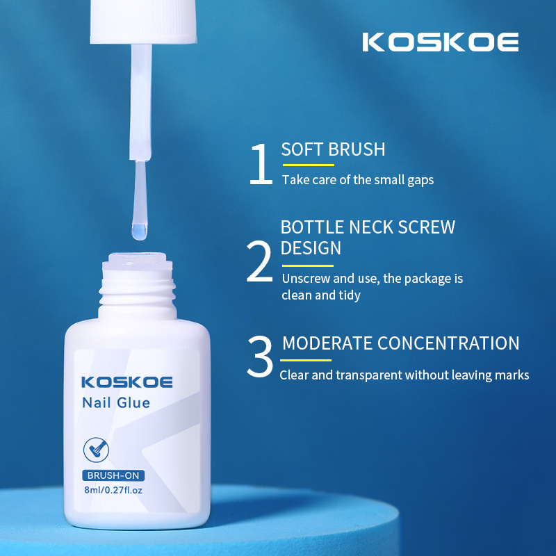 KS KOSKOE Quick Dry Press On Nail Glue OEM Private Label Wholesale Strong Adhesive Brush on Nail Glue for Fake Nail Tips