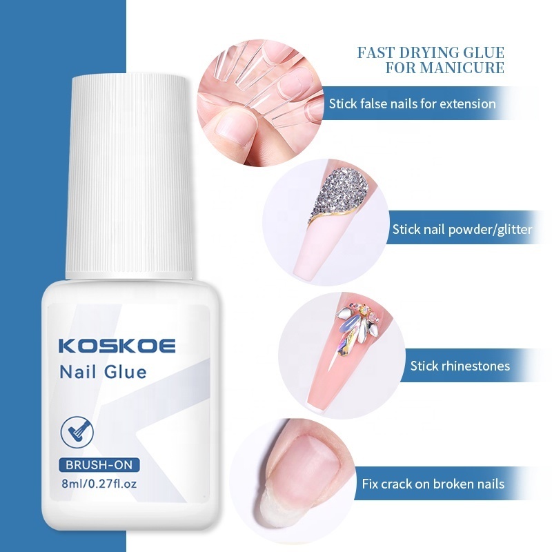 KS KOSKOE Quick Dry Press On Nail Glue OEM Private Label Wholesale Strong Adhesive Brush on Nail Glue for Fake Nail Tips