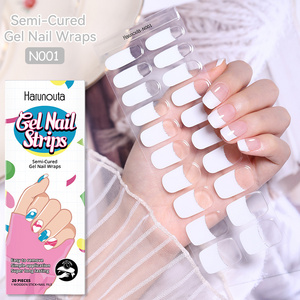 Harunouta  French Clear Gel Nail Strips Patch Sliders Adhesive Waterproof Long Lasting Full Cover UV Gel Stickers Nail Wraps