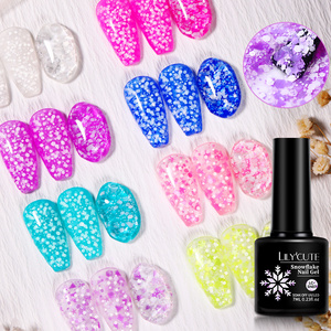 LILYCUTE Free Design Snowflake Gel Nail Polish Vernis Semi Permanent Star Shape Snow Sequins Glitter Gel Polish Custom With Logo