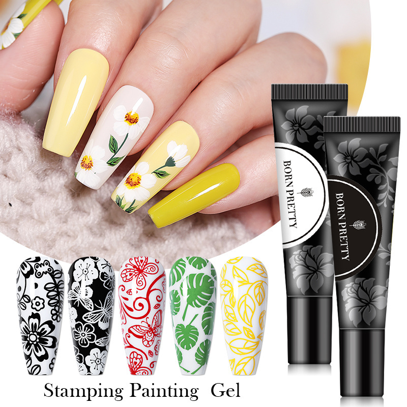 BORN PRETTY High Pigment Printing Colours Stamping Gel Polish OEM Custom Logo No Wipe Crayon Gel Painting Nail Art in Tube