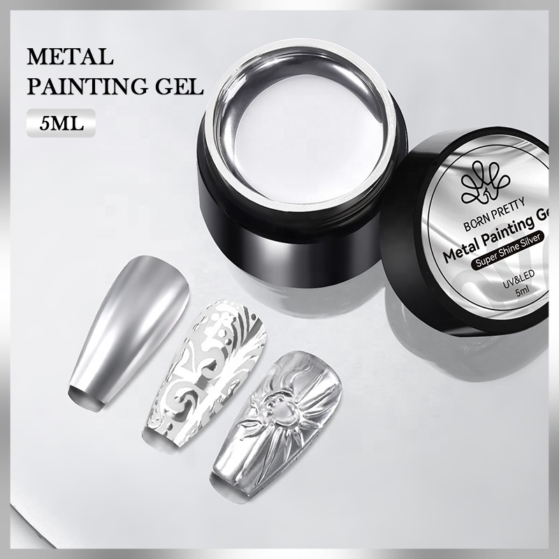 BORN PRETTY High Density Silver Colour Mirror Chrome Nails Gel Paint Metallic Gel Nail Polish Privatel Label for Sale