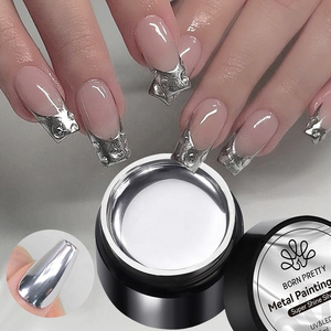 BORN PRETTY High Density Silver Colour Mirror Chrome Nails Gel Paint Metallic Gel Nail Polish Privatel Label for Sale