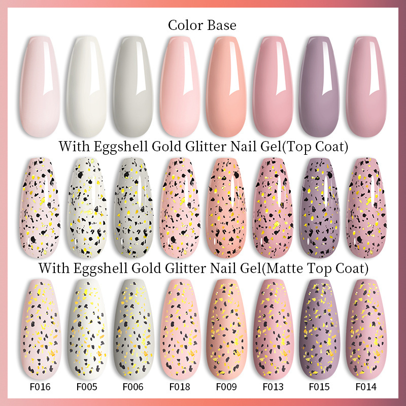 LILYCUTE Nail Supplies Gold Glitter UV Gel Polish Clear Soak Off Eggshell Gel Nail Polish 2022 Quail Egg Black Private Label+oem