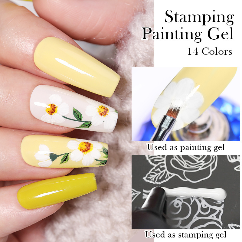 BORN PRETTY High Pigment Printing Colours Stamping Gel Polish OEM Custom Logo No Wipe Crayon Gel Painting Nail Art in Tube