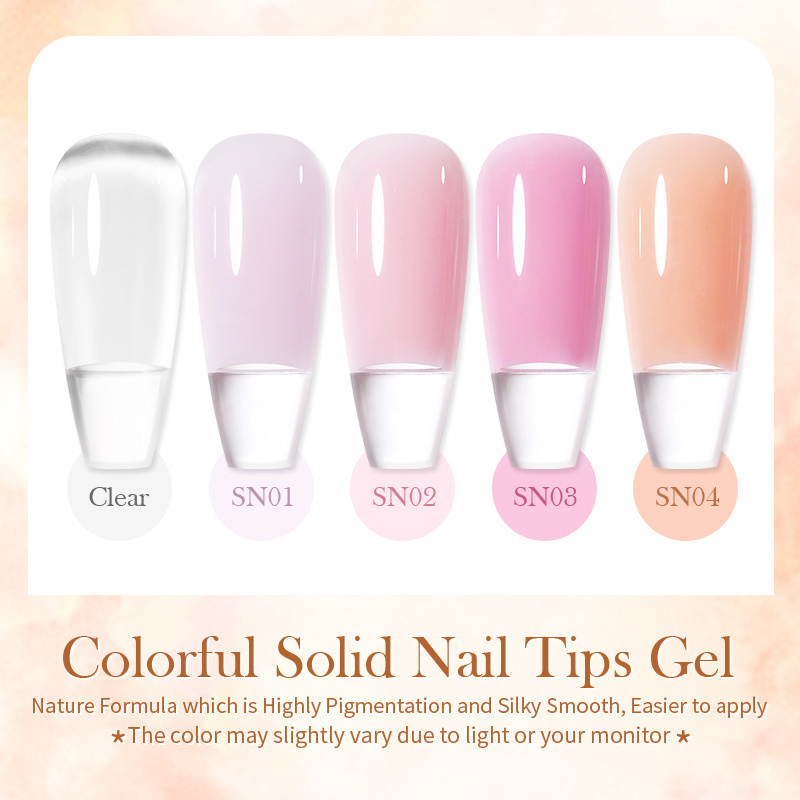 BORN PRETTY High Quality Solid Nail Tips Gel Nail Extension Long Lasting False Tips Clear Pink Nude Nail Glue Gel