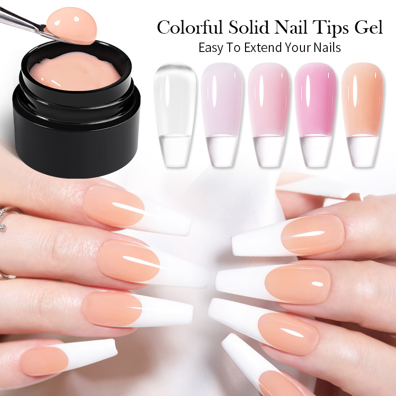 BORN PRETTY High Quality Solid Nail Tips Gel Nail Extension Long Lasting False Tips Clear Pink Nude Nail Glue Gel