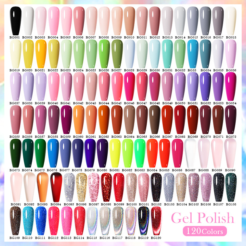 BORN PRETTY Popular 120 Colors Free Customize Design Hema Free UV Gel Nail Polish Supplier 15ml Bottles OEM Private Label