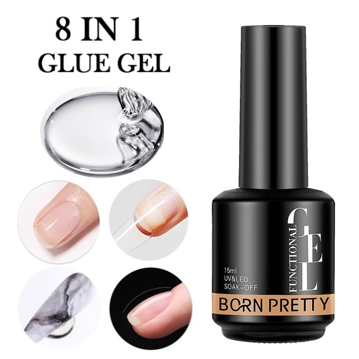 BORN PRETTY 15ml nail glue base gel custom logo private label clear extension tip gel very good nail polish uv gel