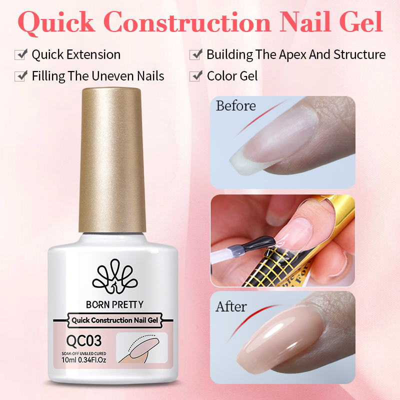 BORN PRETTY 10ml Quick Nail Construction Extension Gel Hema Free Jelly Gel Builder Long Lasting Uv Sculpture Gel For Salon