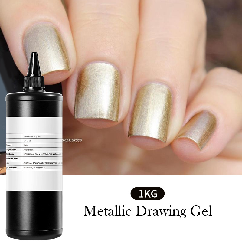 BORN PRETTY New Products 1kg High Gloss Nail Art Uv Gel Silver Metallic Nail Gel Raw Material In Bulk Gel Polish