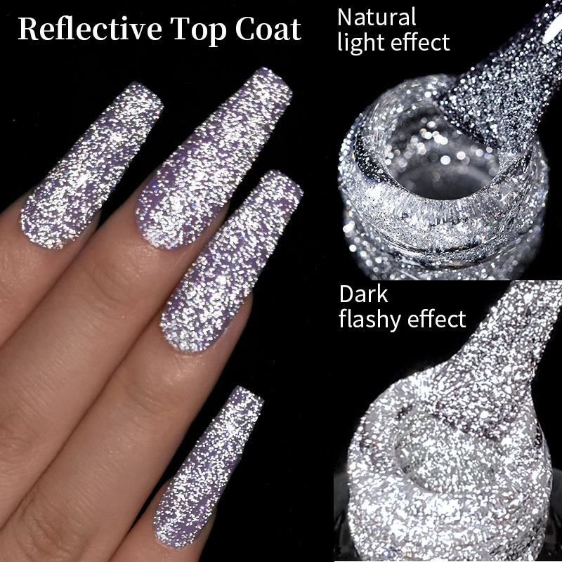 BORN PRETTY 1kg Disco Reflective Gel Nail Polish Raw Materials Resin Glitter Gel Reflective Top Coat In Bulk For Nail Art